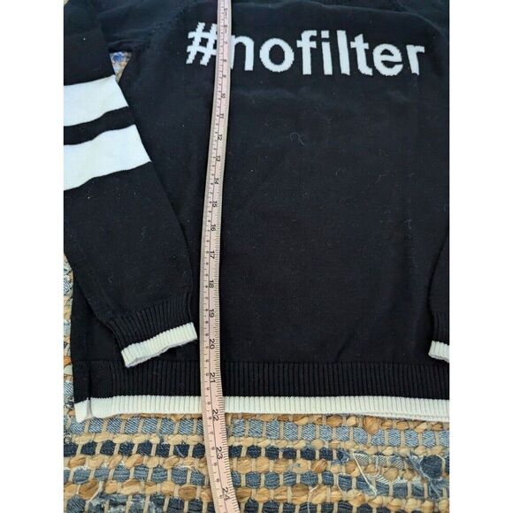 Black #No Filter Cotton Pullover Sweater XS White Spell Out Y2K Baddie Trap Casu - Picture 3 of 6
